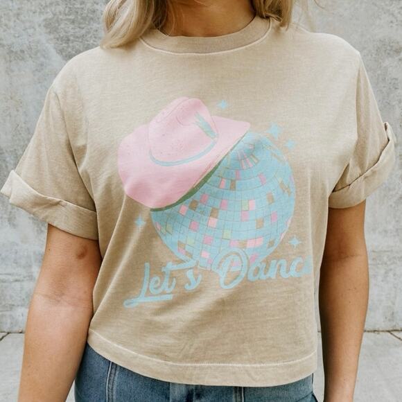 NEW Girl Dangerous Size L Lets Dance Crop Top Tee T Shirt - Picture 1 of 6